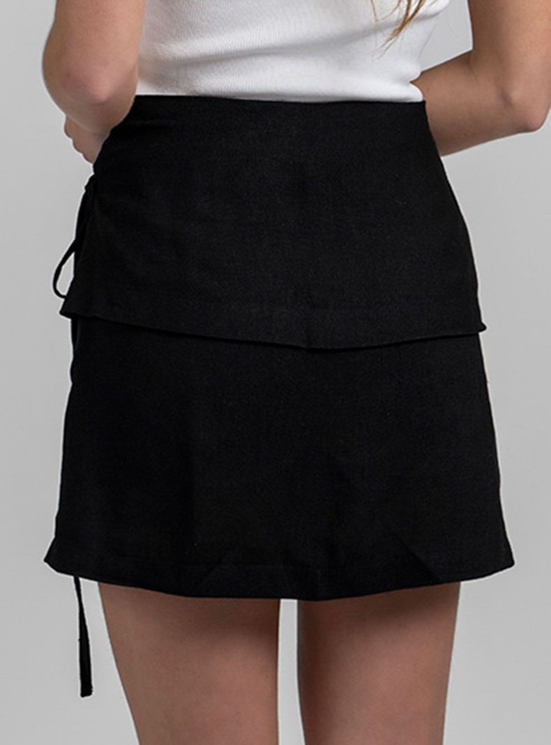 Falda Mini Delfina Lino Negro-1