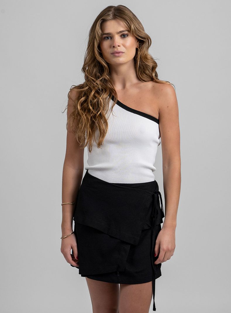 Falda Mini Delfina Lino Negro-3
