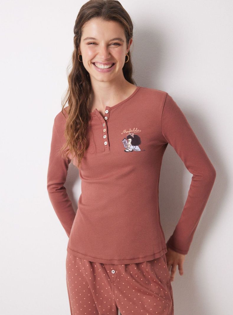 Pijama Largo Algodón Estampado Mafalda-4