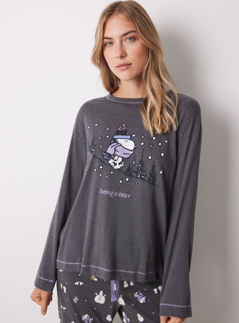 Pijama Largo Algodón Snoopy Merry-2