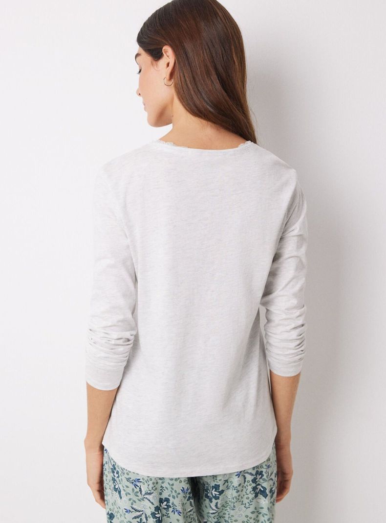 Polera Manga Larga Algodón Gris-1