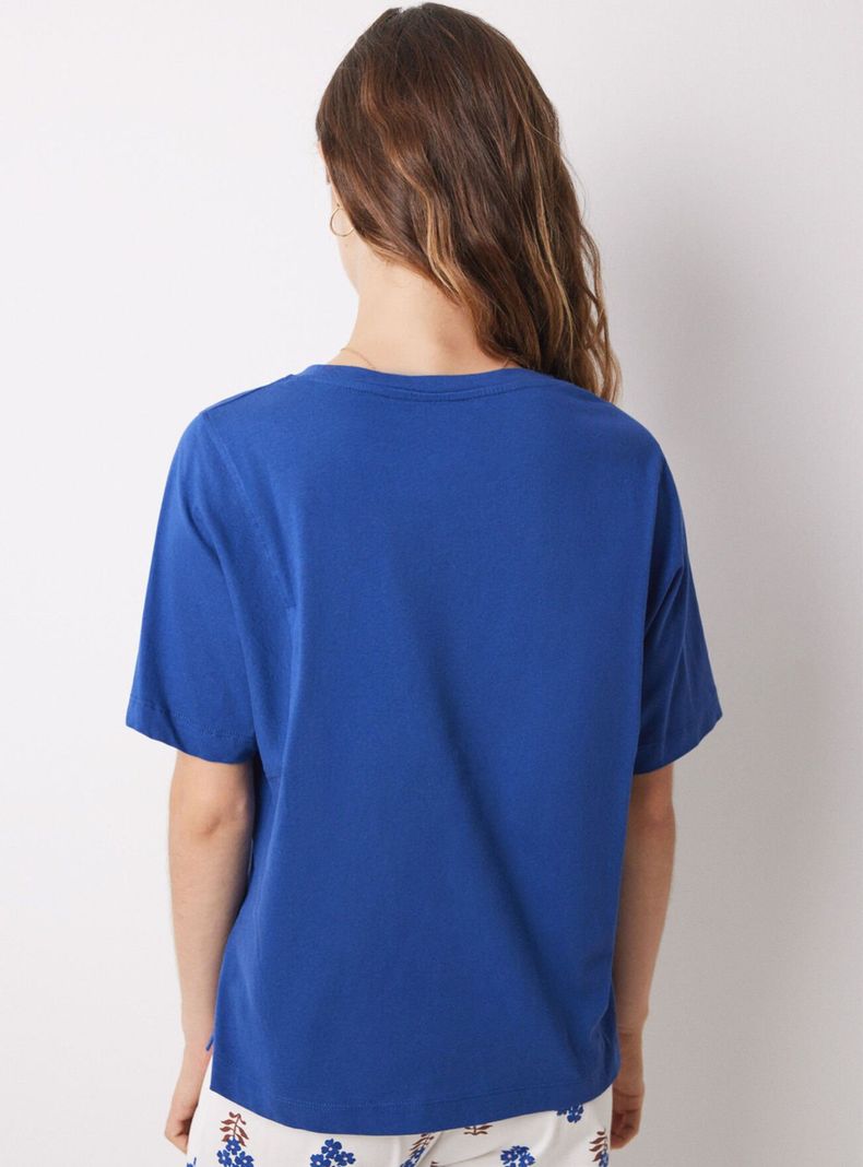 Polera Manga Corta Algodón Azul-1
