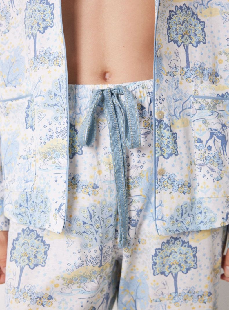 Pijama Largo Camisero Algodón Allover Paisaje-3