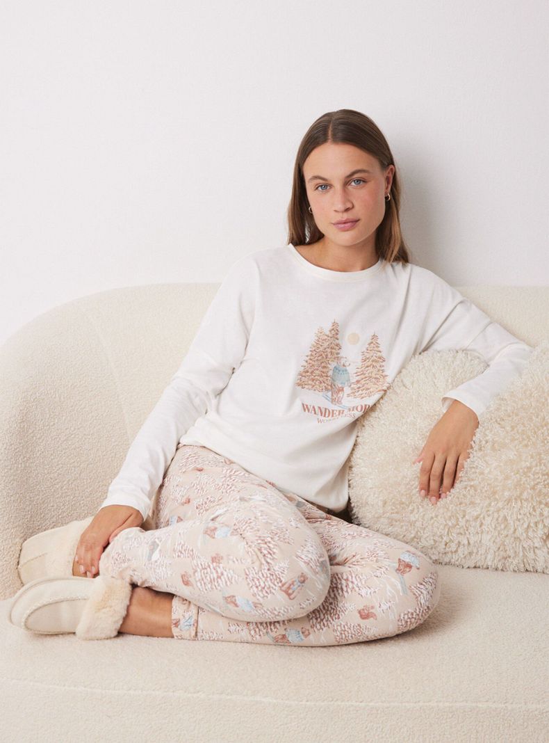 Pijama Largo Algodón Estampado Navideño-4