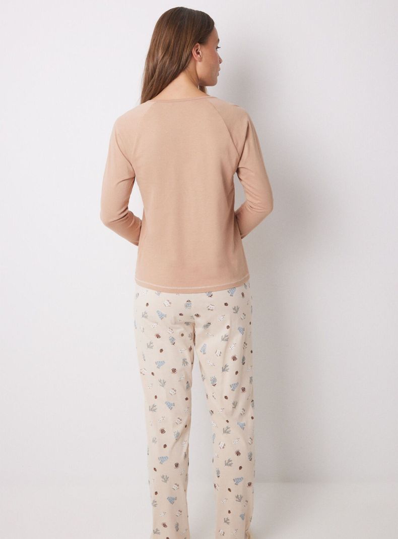 Pijama Largo Algodón Print Motivos Navideños-1