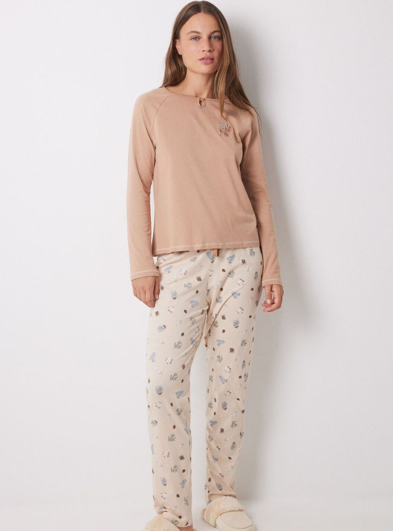 Pijama Largo Algodón Print Motivos Navideños-0