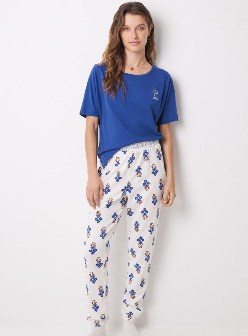 Pantalón Largo 100% Algodón Skinny Flores-4