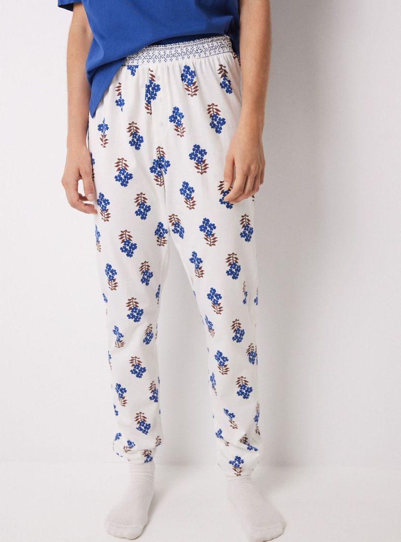 Pantalón Largo 100% Algodón Skinny Flores-0