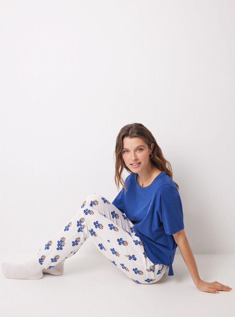 Pantalón Largo 100% Algodón Skinny Flores-3
