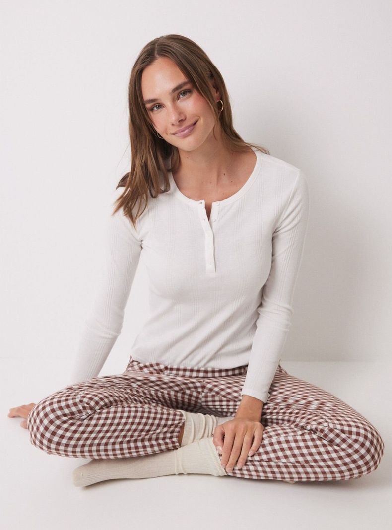 Pantalón Largo Skinny Estampado Vichy-3