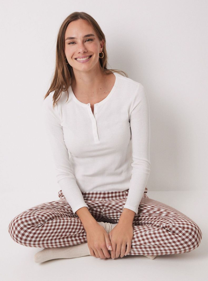 Pantalón Largo Skinny Estampado Vichy-4