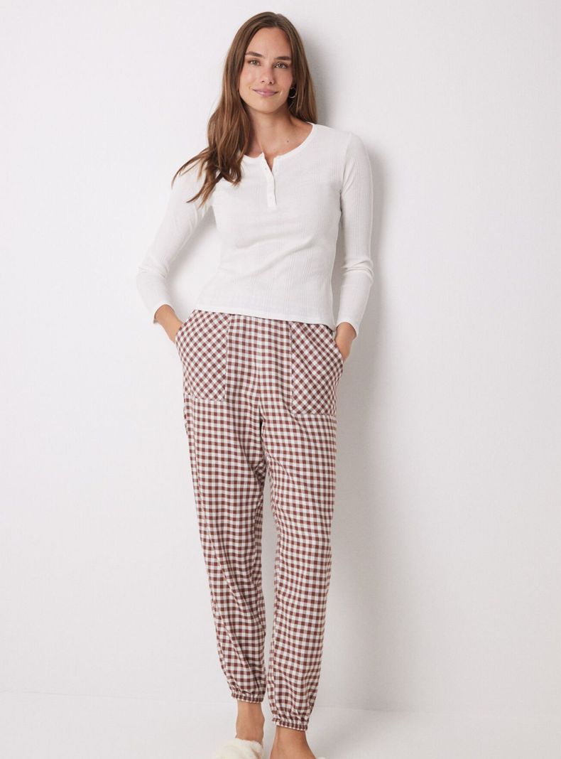 Pantalón Largo Skinny Estampado Vichy-5