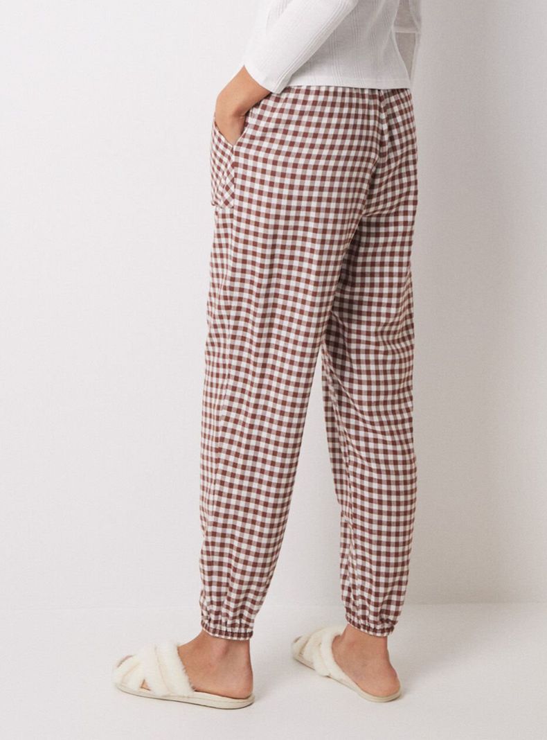 Pantalón Largo Skinny Estampado Vichy-1