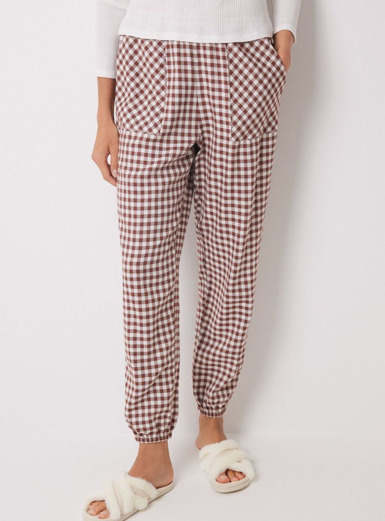 Pantalón Largo Skinny Estampado Vichy-0