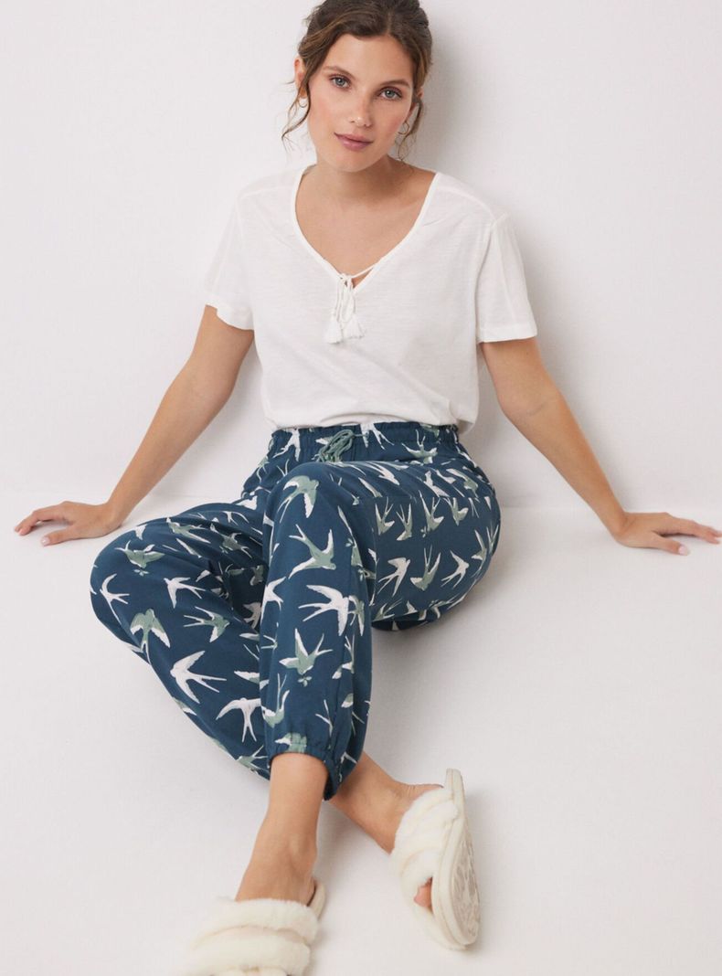 Pantalón Skinny Viscosa Print Hojas-3