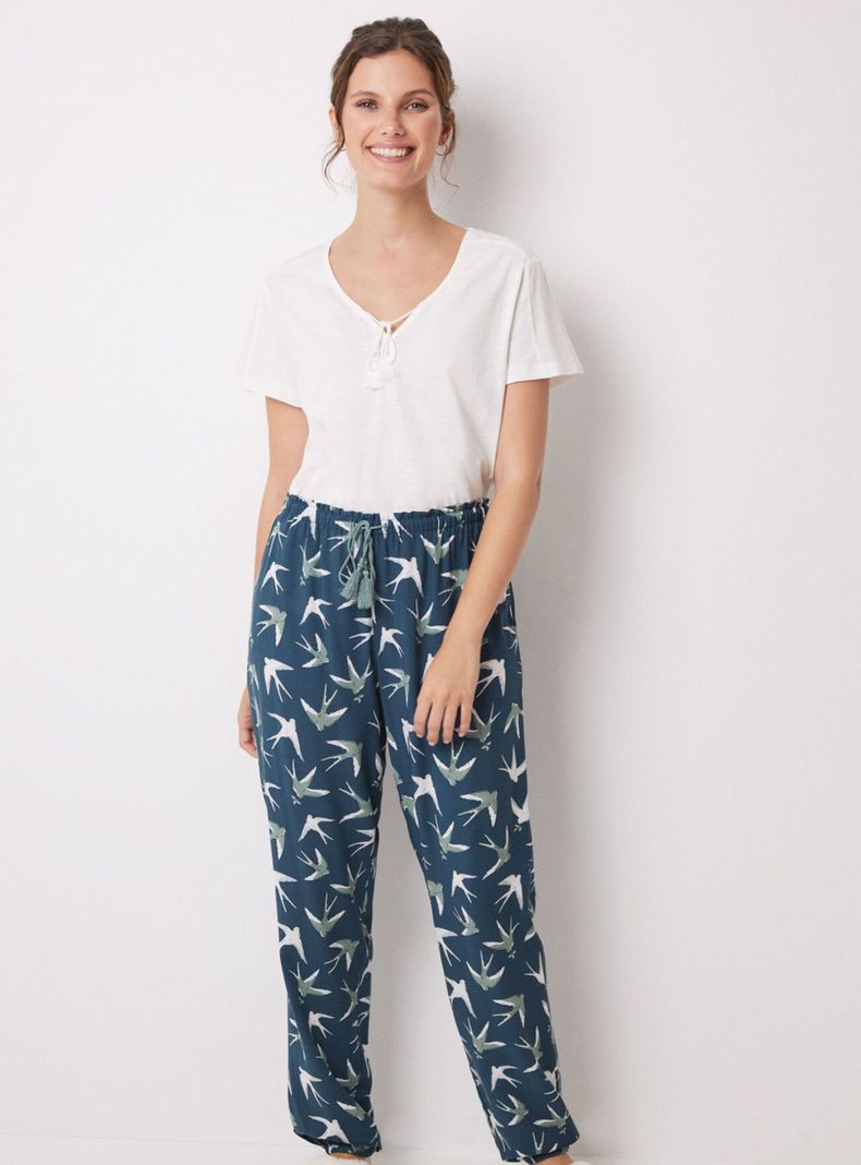 Pantalón Skinny Viscosa Print Hojas-4