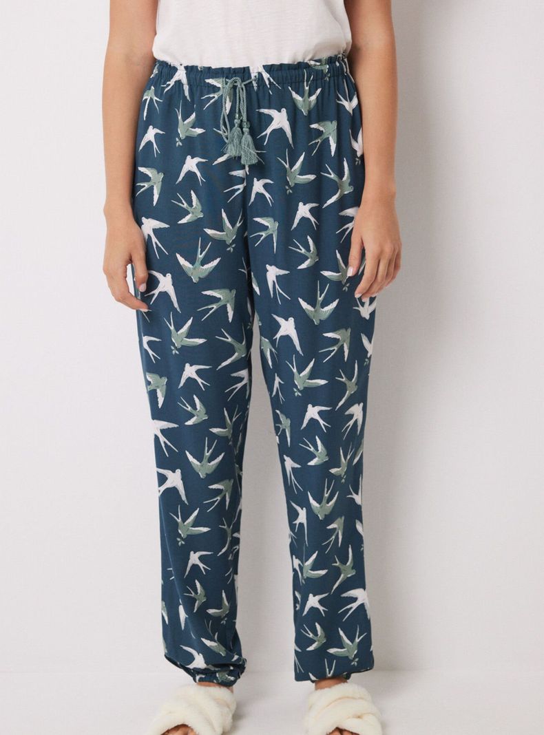 Pantalón Skinny Viscosa Print Hojas-0
