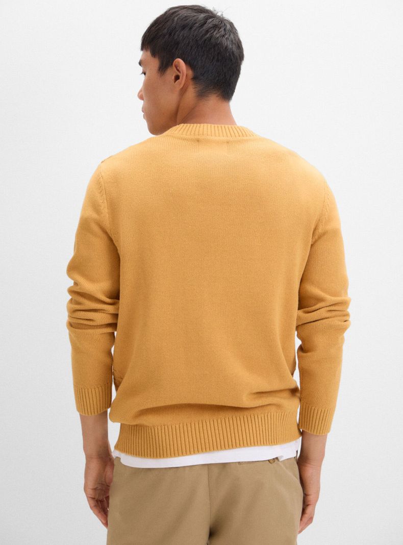 Sweater Algodón Cables Cuello Redondo-1