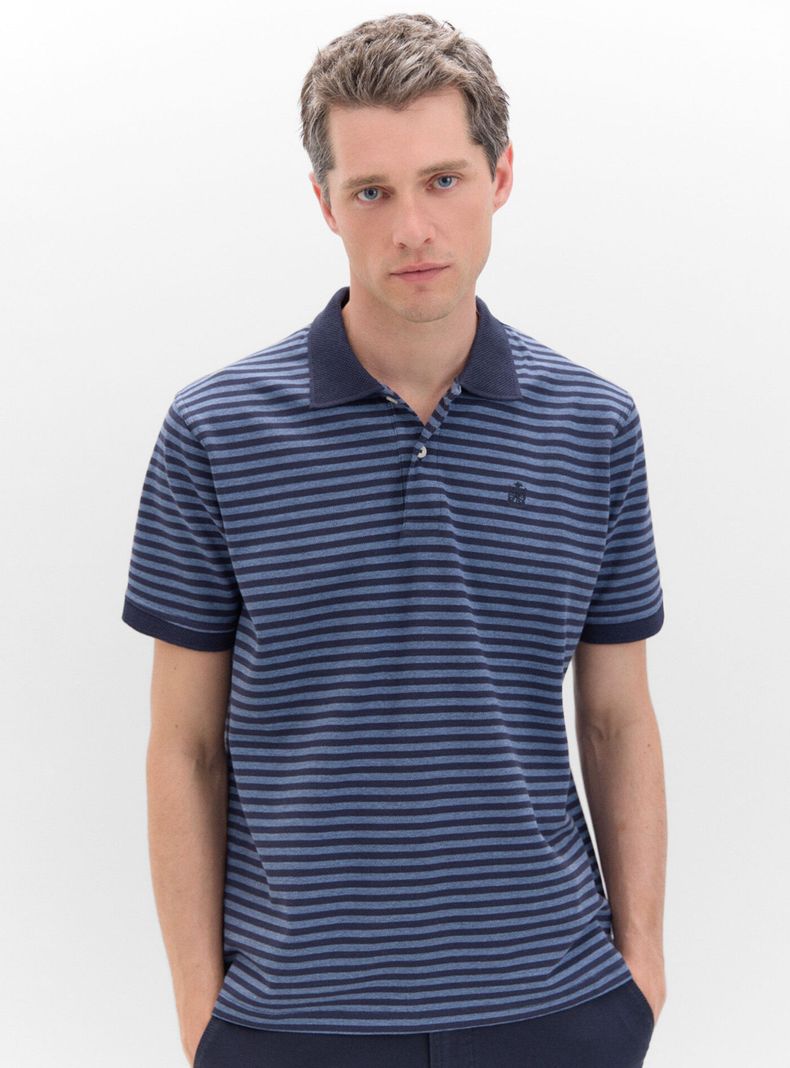 Polo Oxford de Rayas Cuello Contraste-0