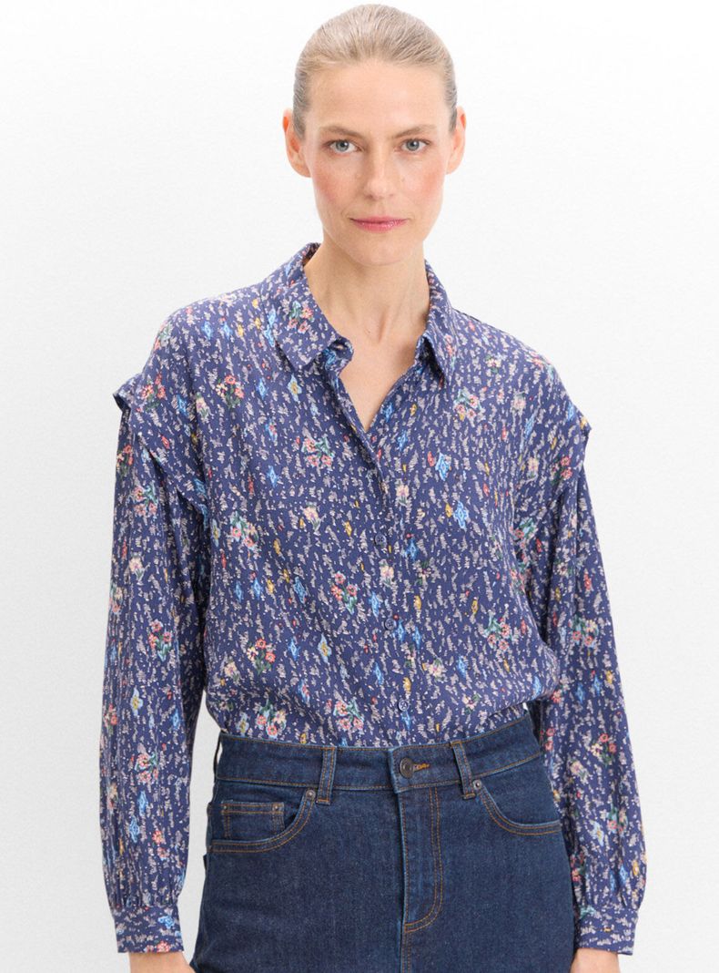 Camisa Pliegue Estampada-0