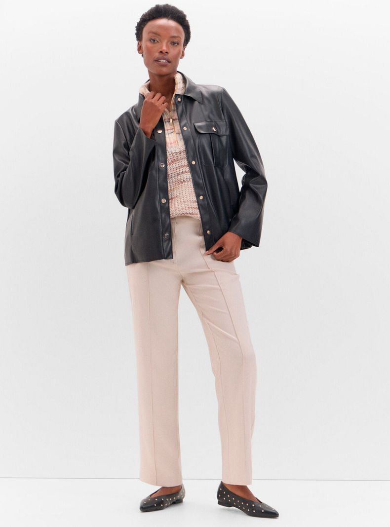 Chaqueta Efecto Piel Botones-3