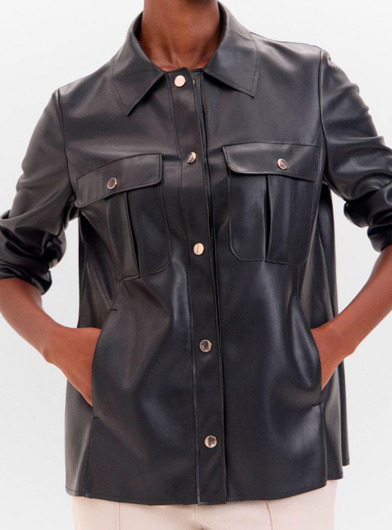 Chaqueta Efecto Piel Botones-2