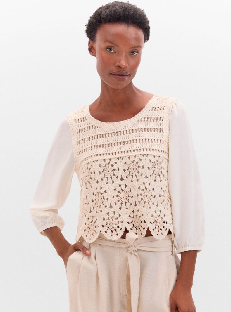Blusa Combinada Frontal Crochet-0