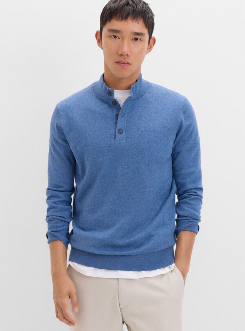 Sweater Algodón Cashmere Cuello Alto Botones-0