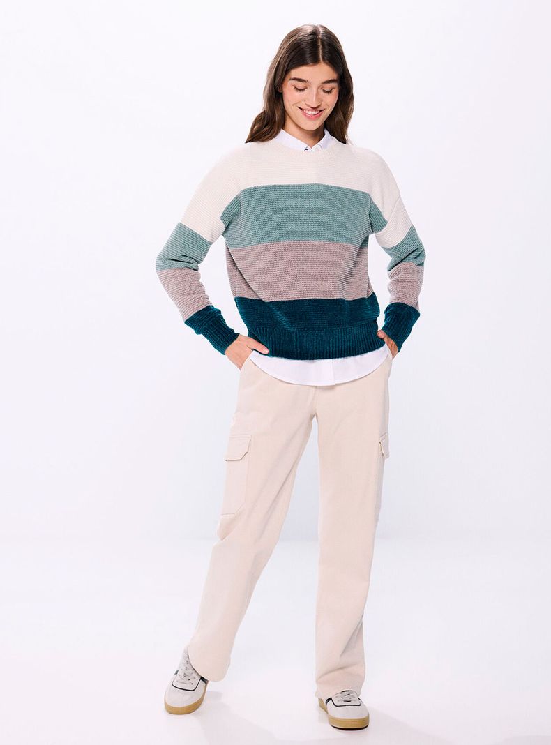 Sweater Color Block Chenilla-3