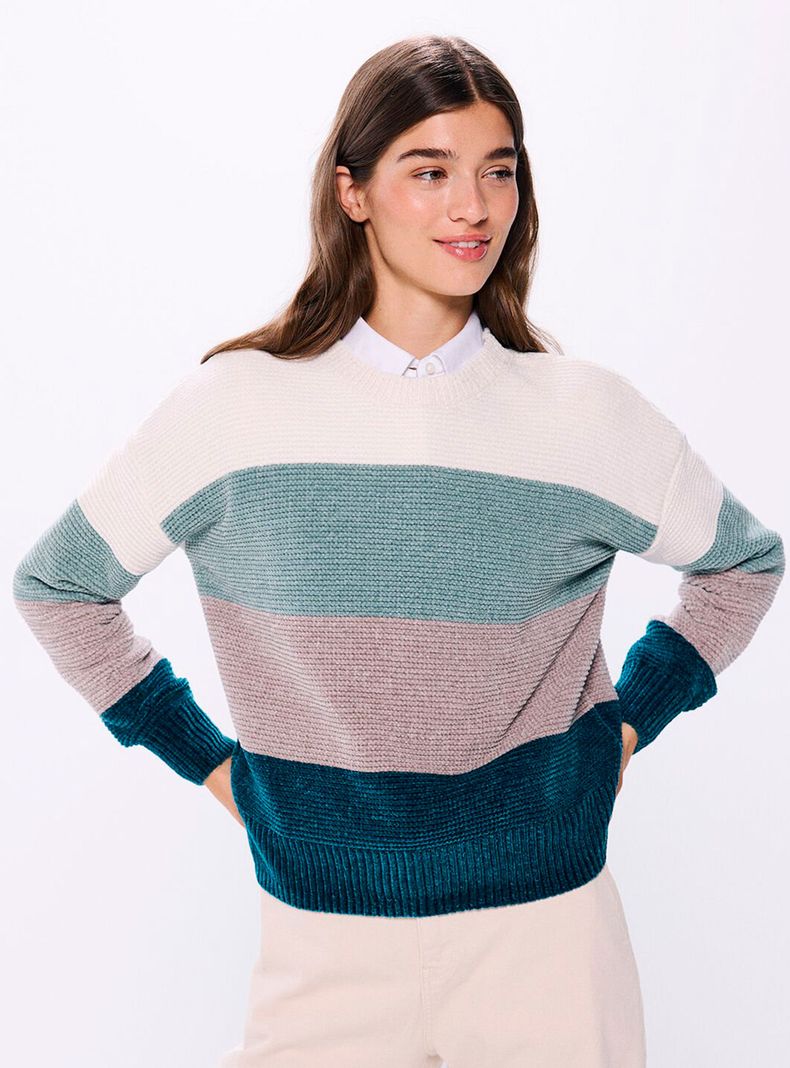 Sweater Color Block Chenilla-0