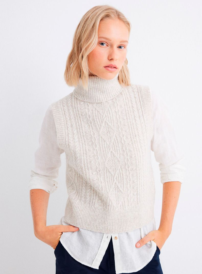 Chaleco Punto Cable Knit-0