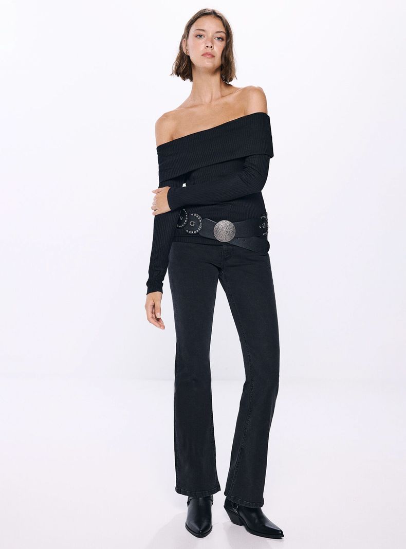 Jeans Flare de Tiro Medio-4