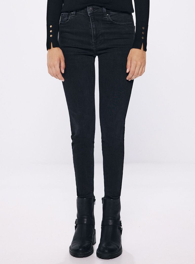Jeans Slim Cropped Tiro Medio-0