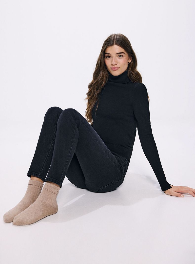 Jeans Slim Cropped Tiro Medio-3