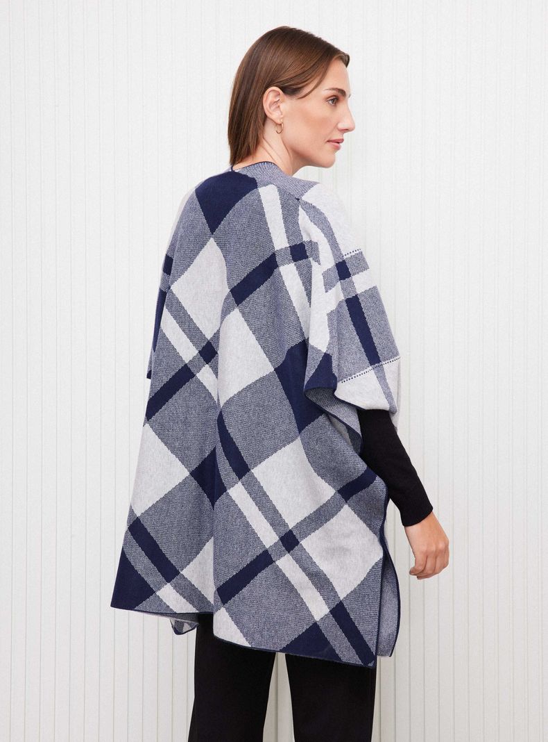 Chaleco Tapado Poncho Largo Diseño Jacquard-1