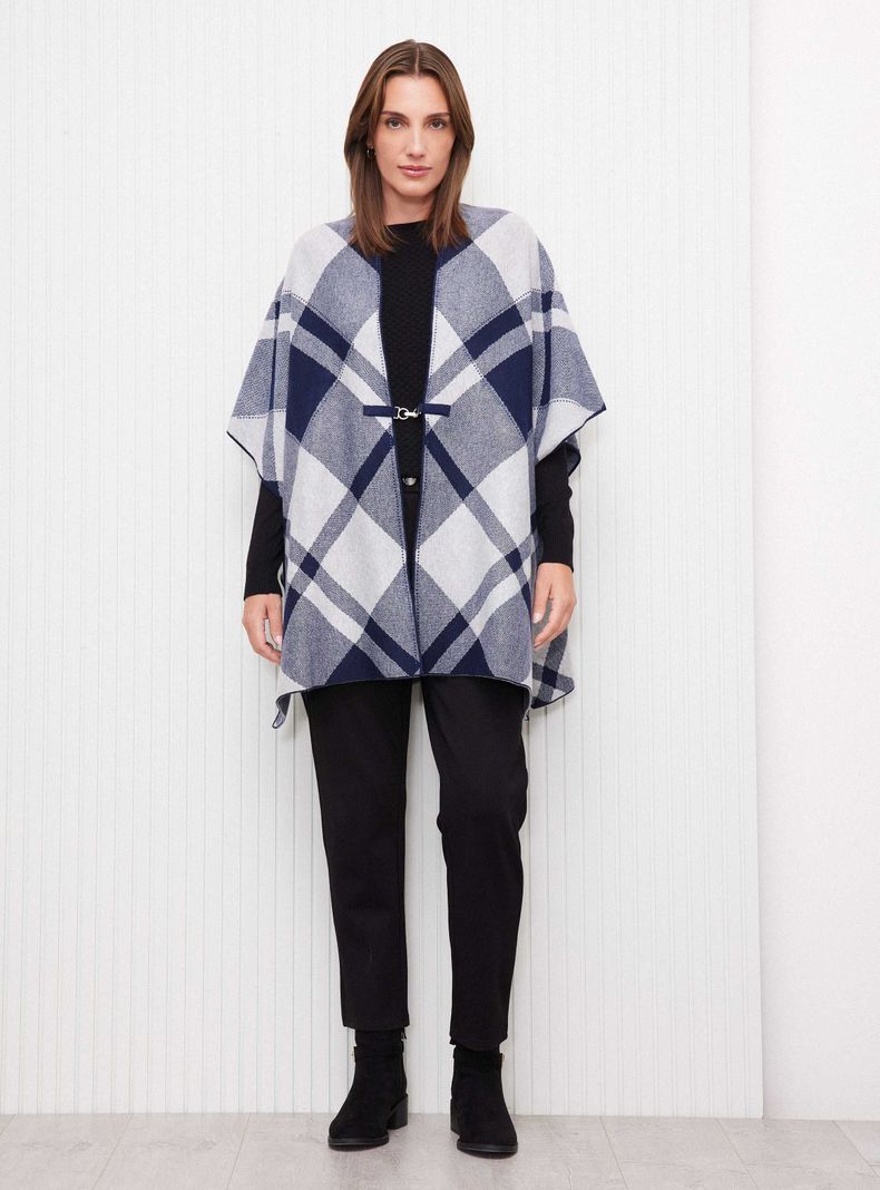 Chaleco Tapado Poncho Largo Diseño Jacquard-4