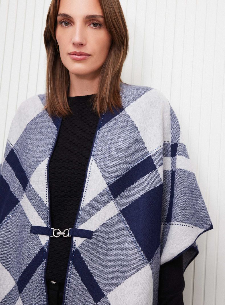 Chaleco Tapado Poncho Largo Diseño Jacquard-2