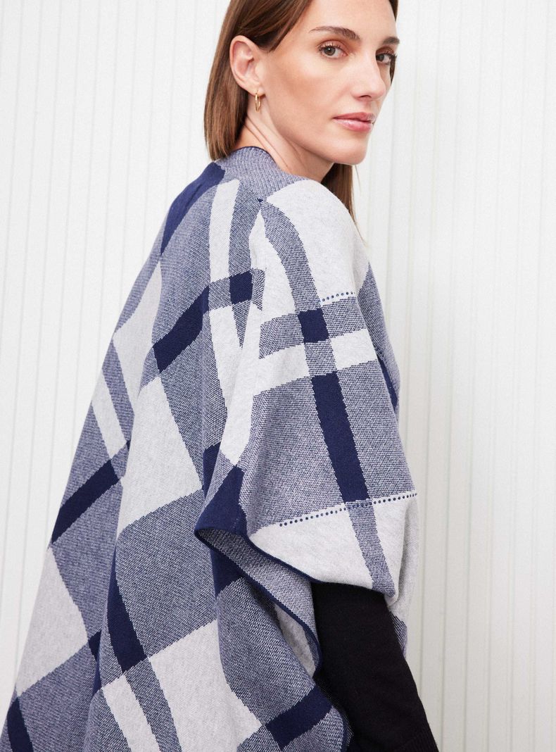 Chaleco Tapado Poncho Largo Diseño Jacquard-3