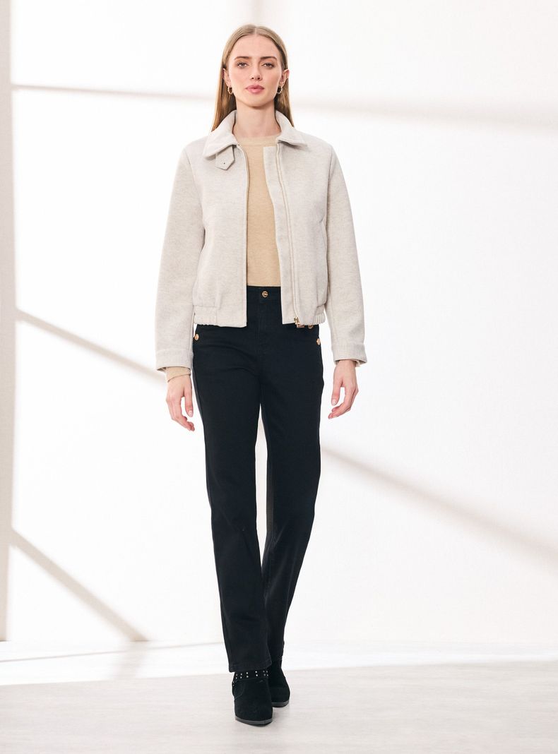 Chaqueta Bomber con Elástico en Cintura-4