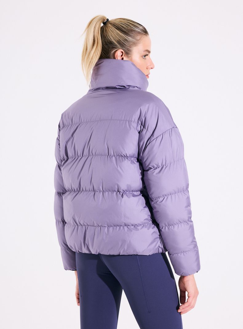 Parka Puffa con Botones Snap Cuello Alto-1