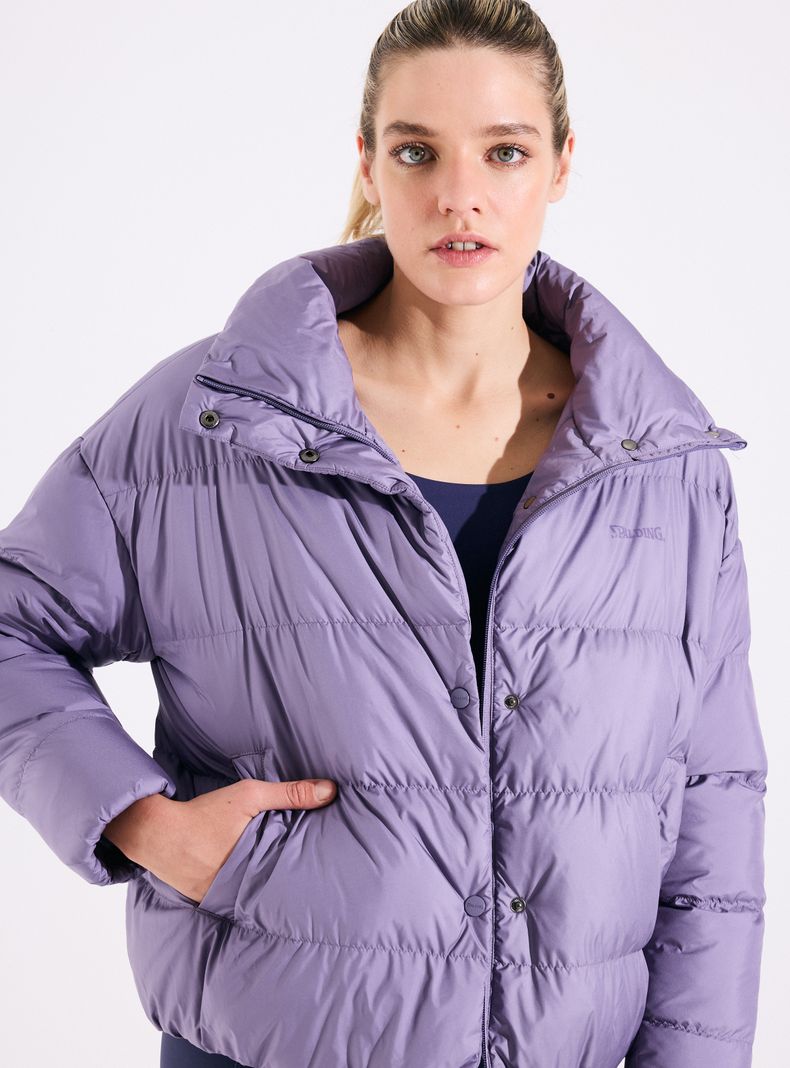 Parka Puffa con Botones Snap Cuello Alto-2