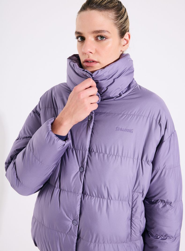 Parka Puffa con Botones Snap Cuello Alto-3