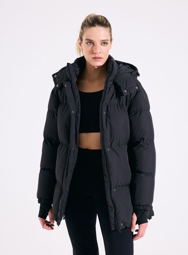 Parka Larga Oversize con Capucha-0
