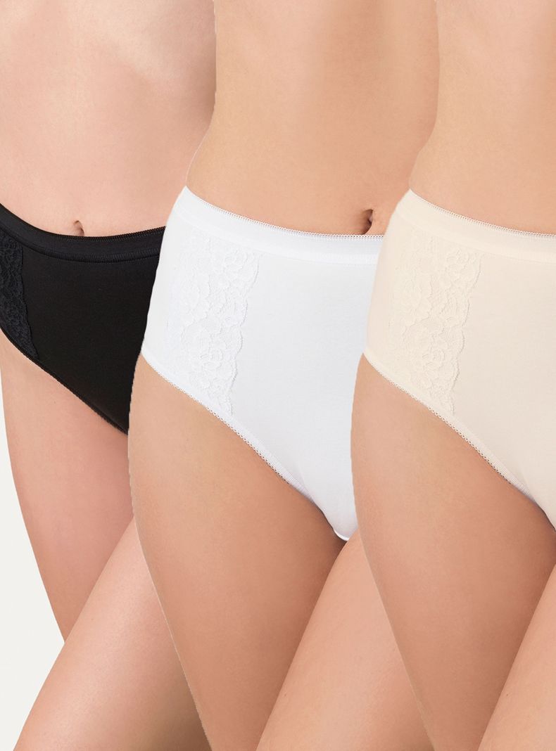 Tripack Calzon Alto Detalle de Encaje