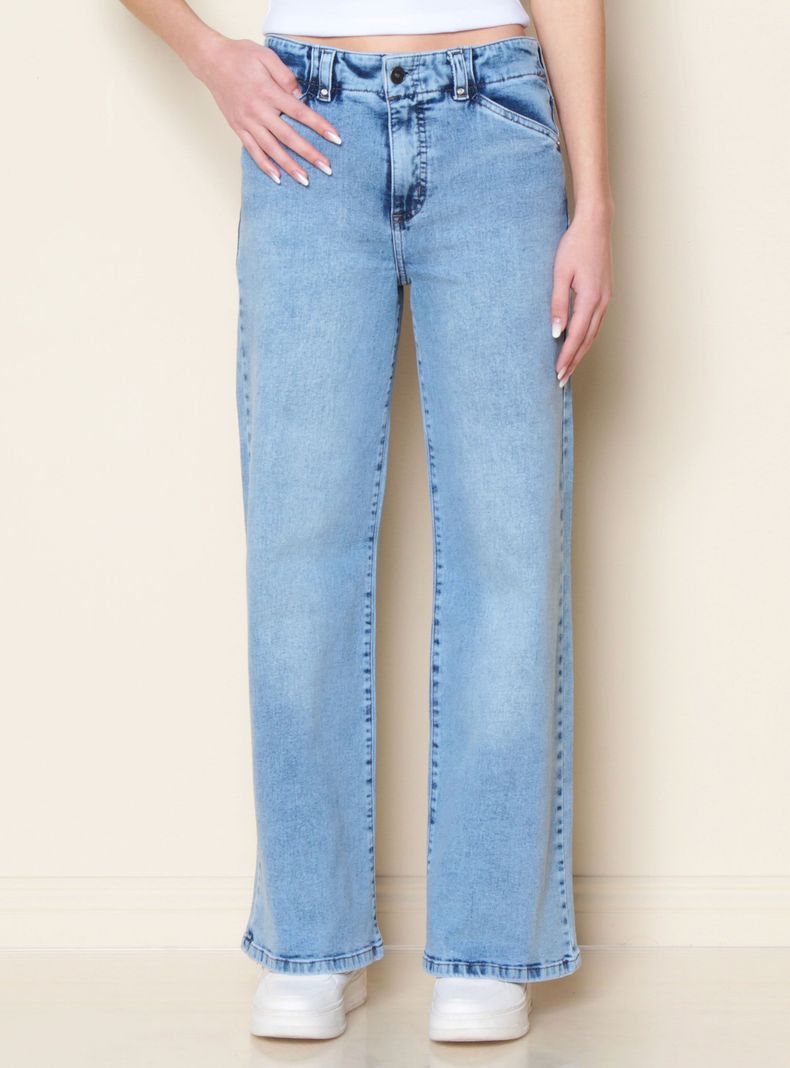 Jeans Wide Leg Tiro Alto Pretina Bolsillo Huaso-0