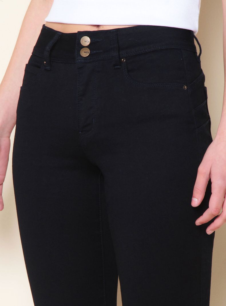Jeans Tiro Alto Pretina Media 2 Botones Push Up-2