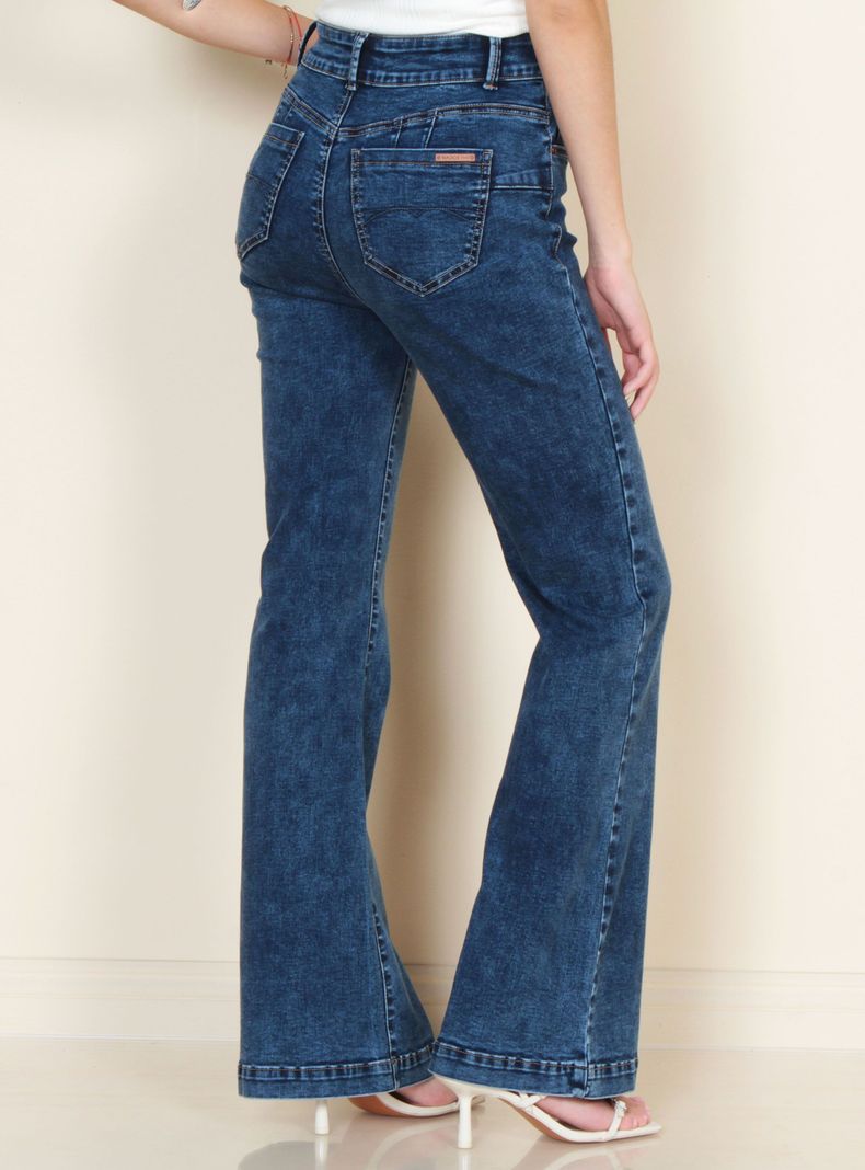 Jeans Flare Tiro Alto con Pretina Básica-1