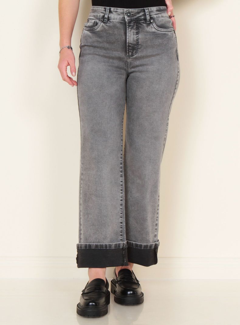 Jeans Recto Tiro Alto Pretina Basta Roll Up-0