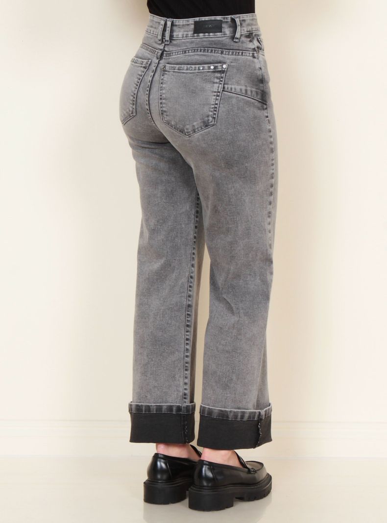 Jeans Recto Tiro Alto Pretina Basta Roll Up-1