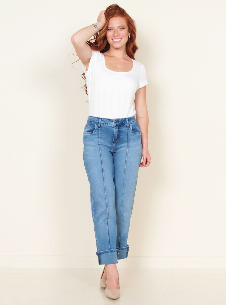 Jeans Ballon Tiro Alto Alforza Basta Roll Up Pretina-3